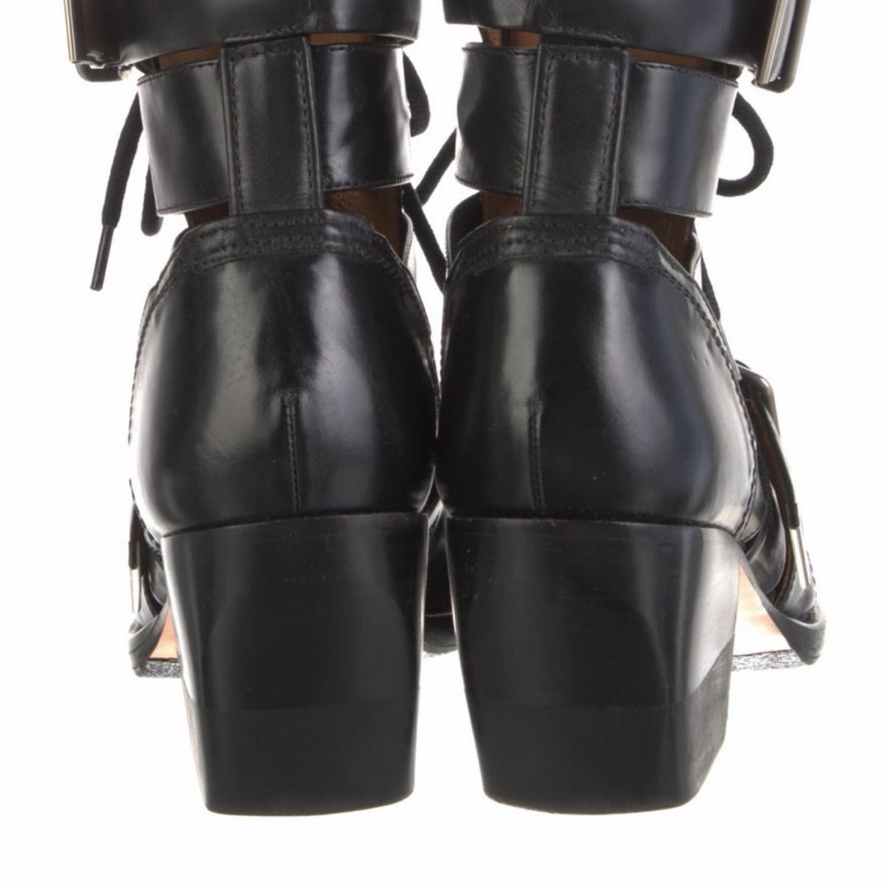 Black Leather Ankle Boots - Picture 3 of 4